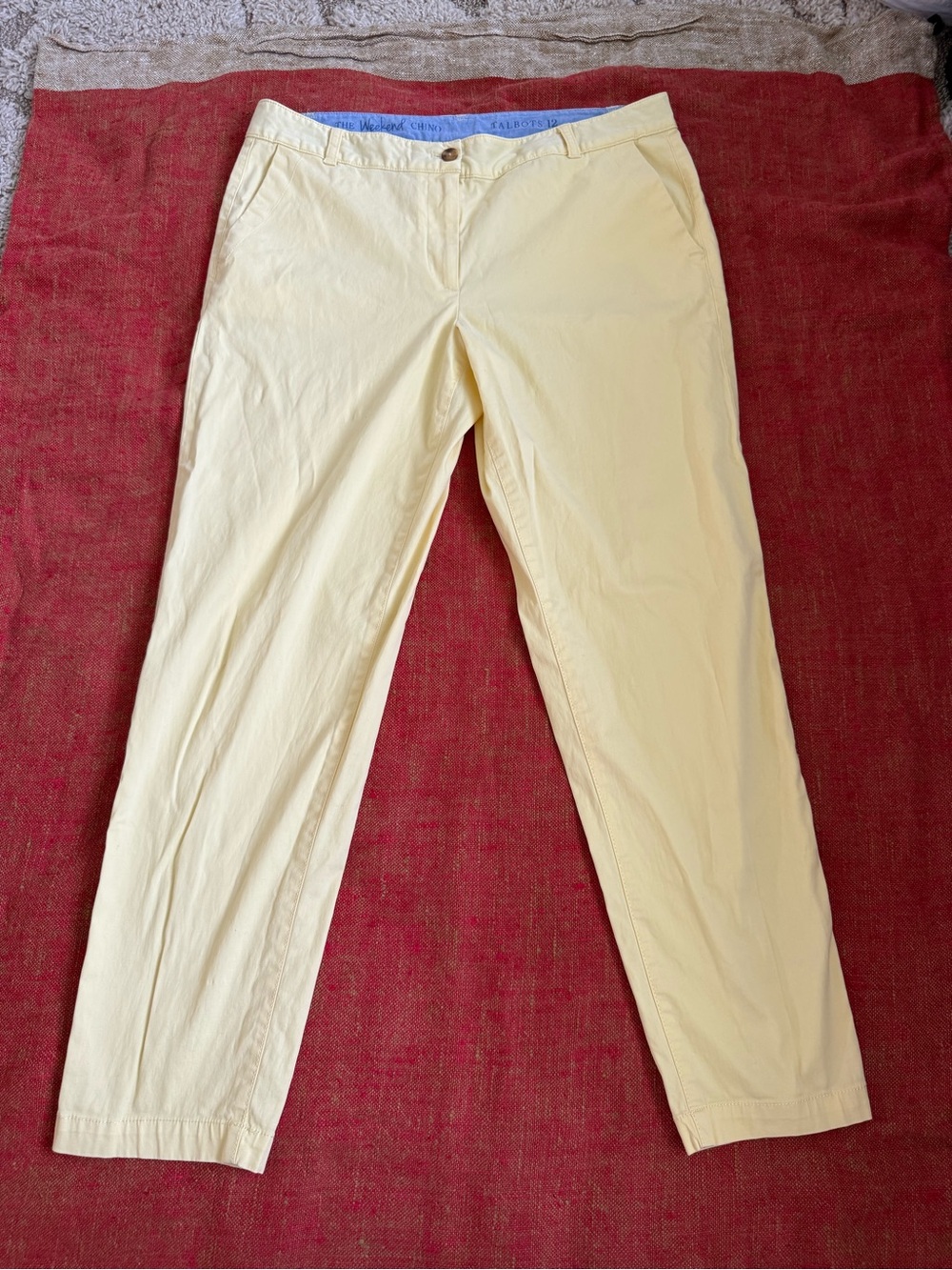 Talbots Women’s Light Yellow “the Weekend” Cotton Blend Chinos, sz. 12, EUC!